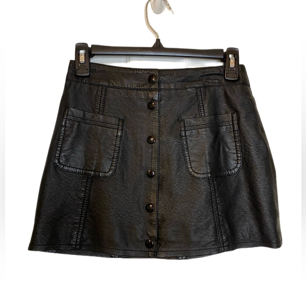 H&M Black Leather Mini Skirt Size 4